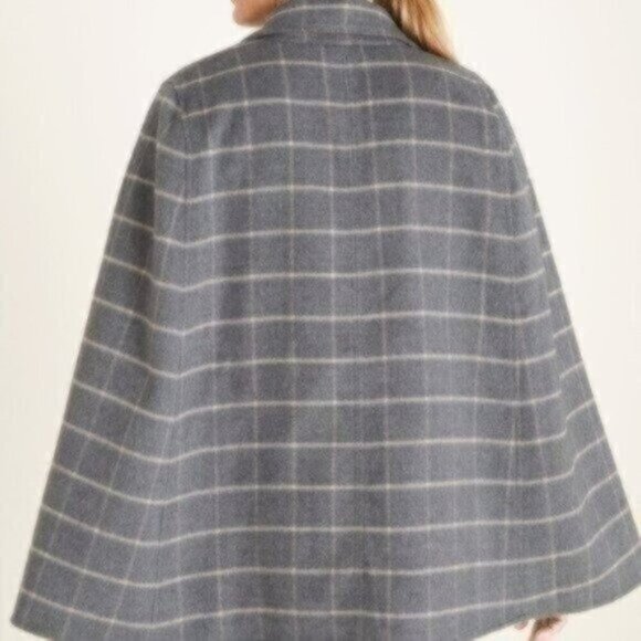 NWOT Chico's Plush Windowpane-Print Cape Jacket - Picture 3 of 6